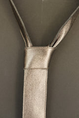 Nappa leather tie, metallic anthracite